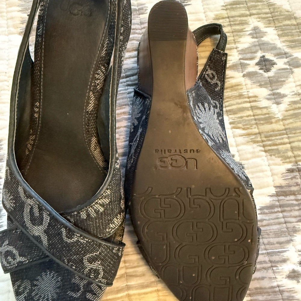 Ugg Black Patterned Slingback Heels - image 3